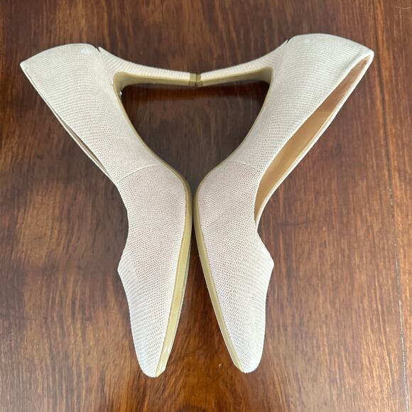 Calvin Klein Kamara Sz 9 Nude Peach Blush Snakeprint Pumps Heels - Picture 3 of 9